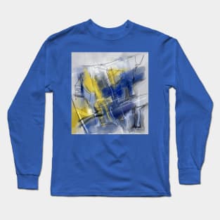 Blue Yellow Abstract Long Sleeve T-Shirt